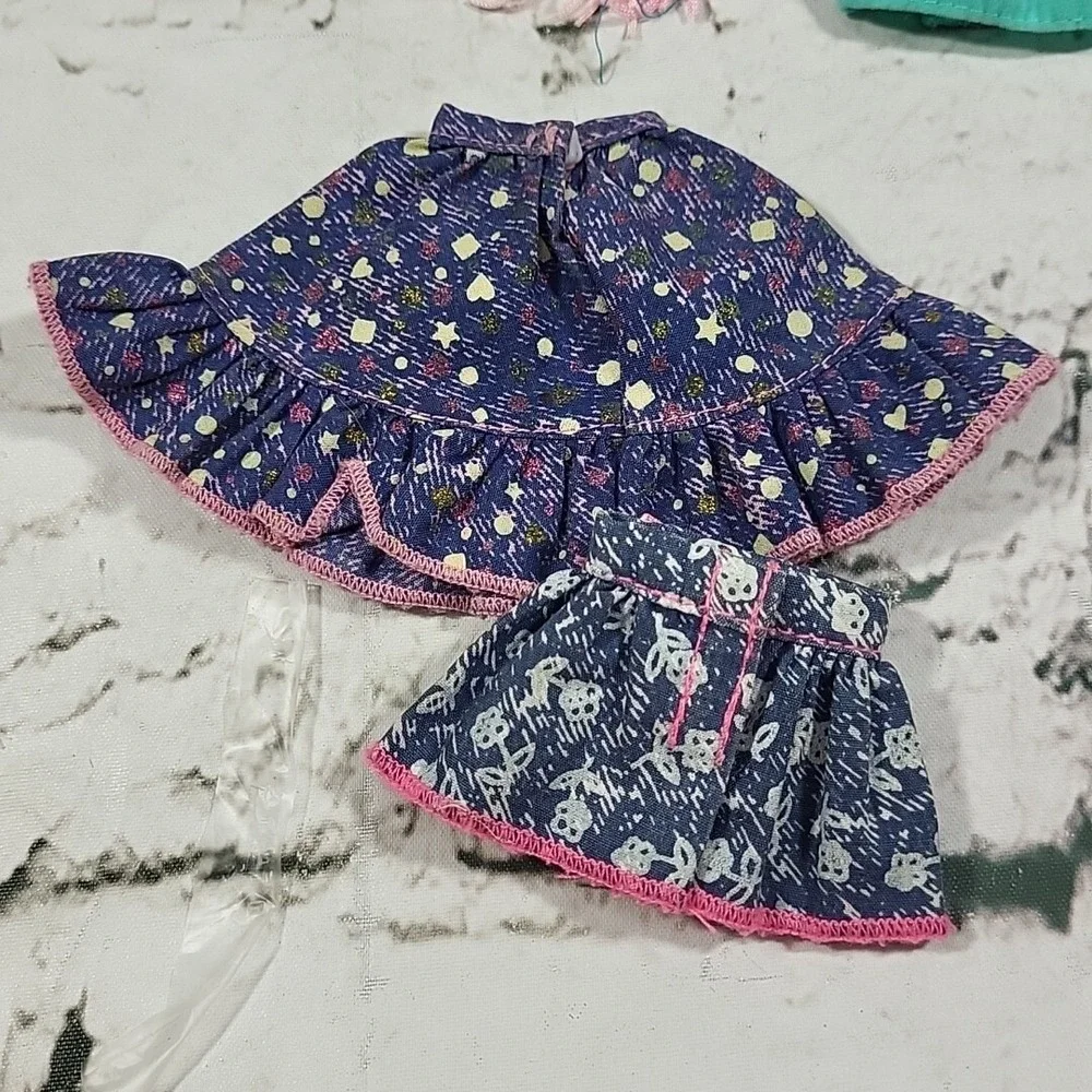 Vintage 80's Barbie Clothes Velvet Tops Western‎ Fringe Denim Jean Skirts Mattel